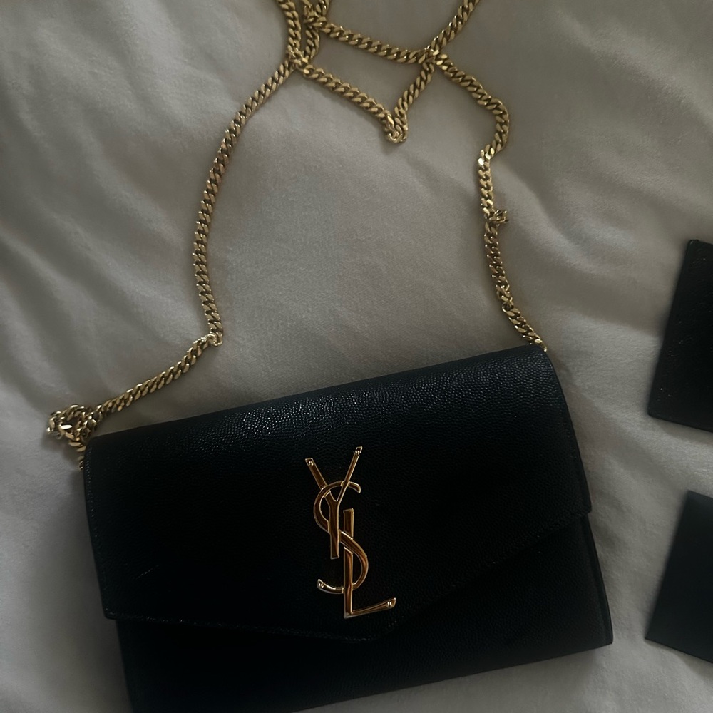 Yves Saint Laurent Black Crossbody with Gold Chain